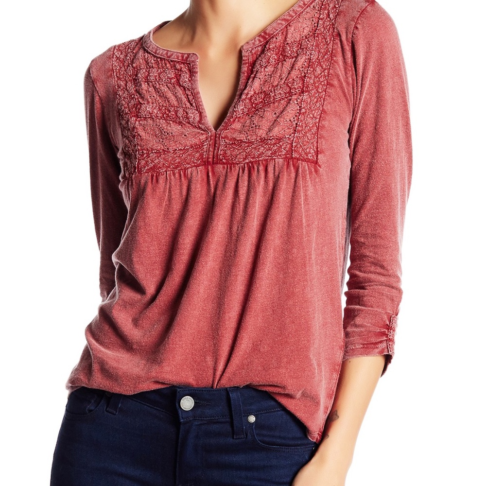 Lucky Brand Boho Lace Bib Top Size Small